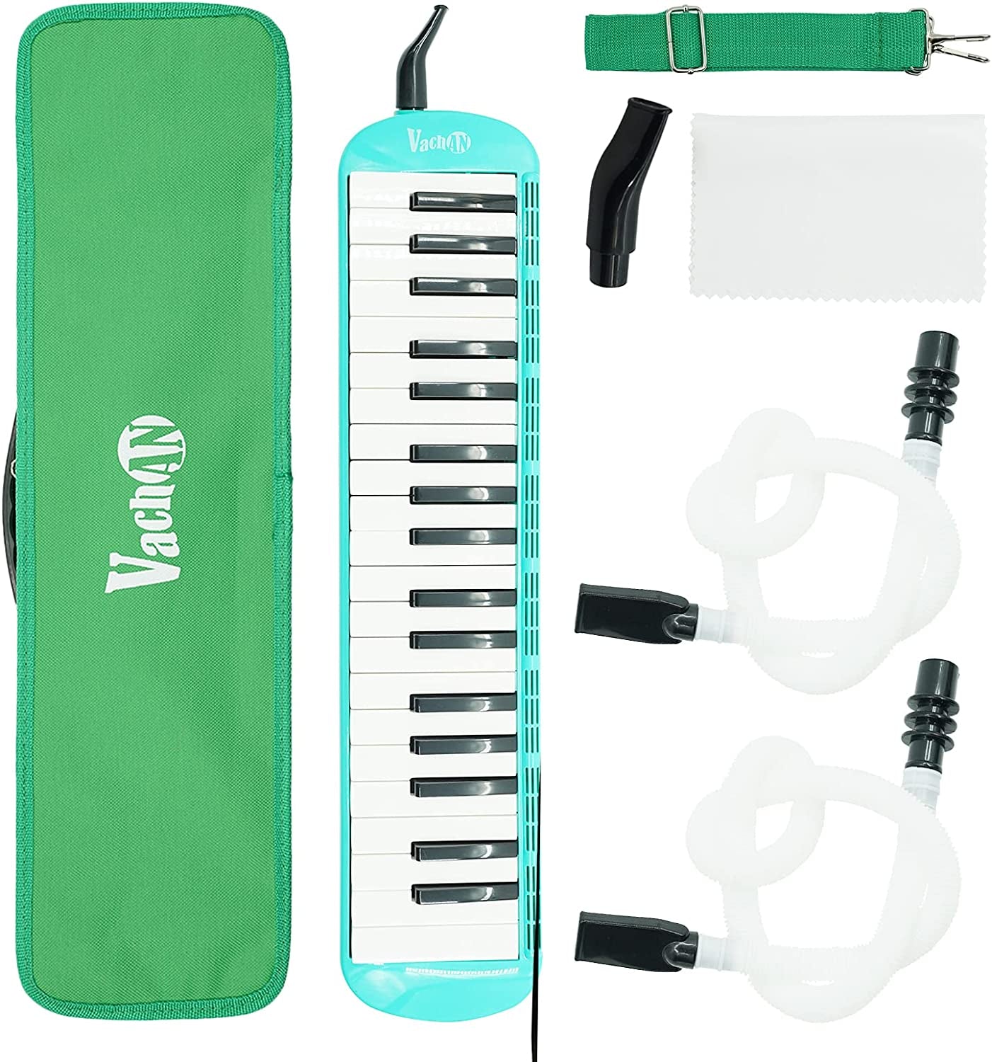 37 Keys Melodica Air Piano Instrument with 2 Soft Long Tubes, Short Mouthpieces, and Carrying Bag for Kids Beginners
