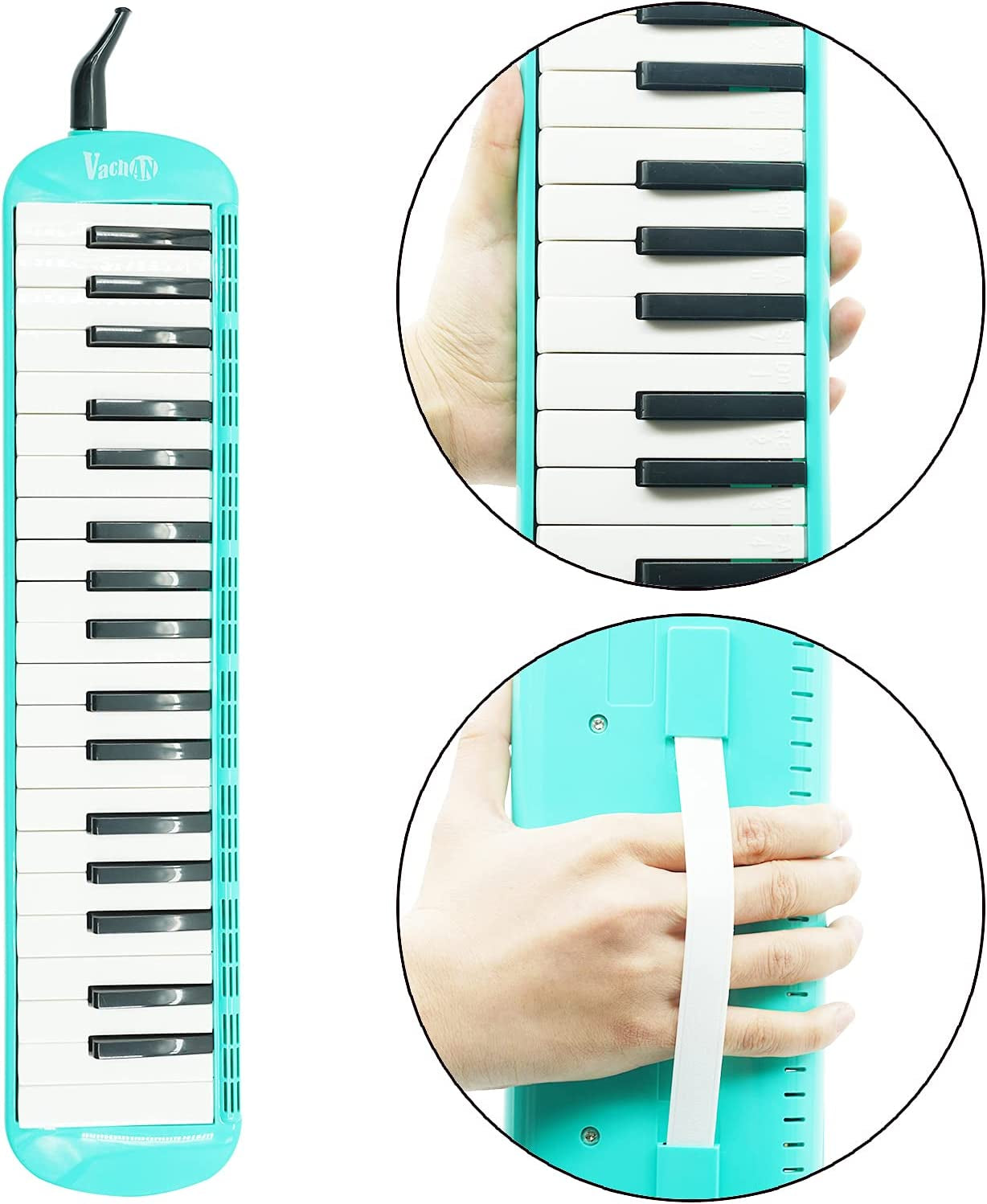 37 Keys Melodica Air Piano Instrument with 2 Soft Long Tubes, Short Mouthpieces, and Carrying Bag for Kids Beginners