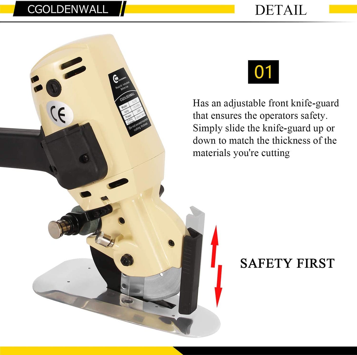 Industrial Electric Rotary Cutter (Multi-Layer Fabric/Leather/Wool/Rubber/Carpet) 110V