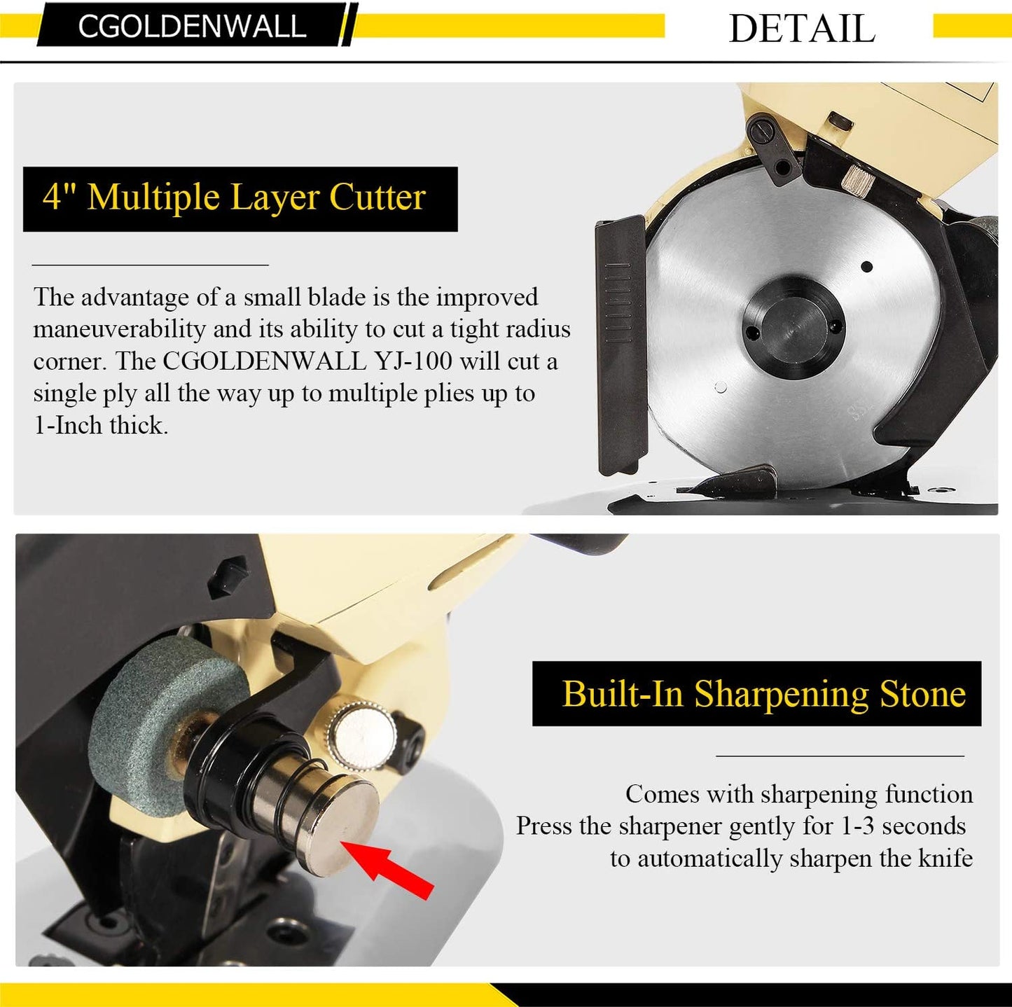 Industrial Electric Rotary Cutter (Multi-Layer Fabric/Leather/Wool/Rubber/Carpet) 110V