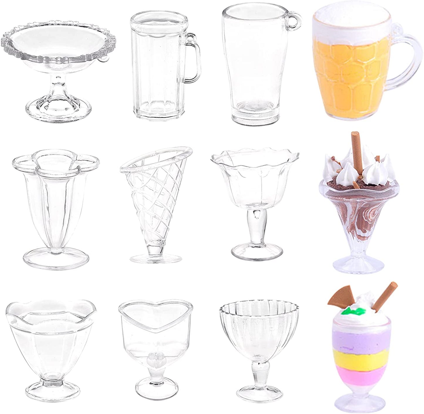 302Pcs Mini Milky Tea Keychain Accessories Bubble Tea Cream Glue Casting Kit Mini Cup Pendant Charms with Keychain Rings Tassels Bubbles Straws for Key Chain DIY and Earring Making