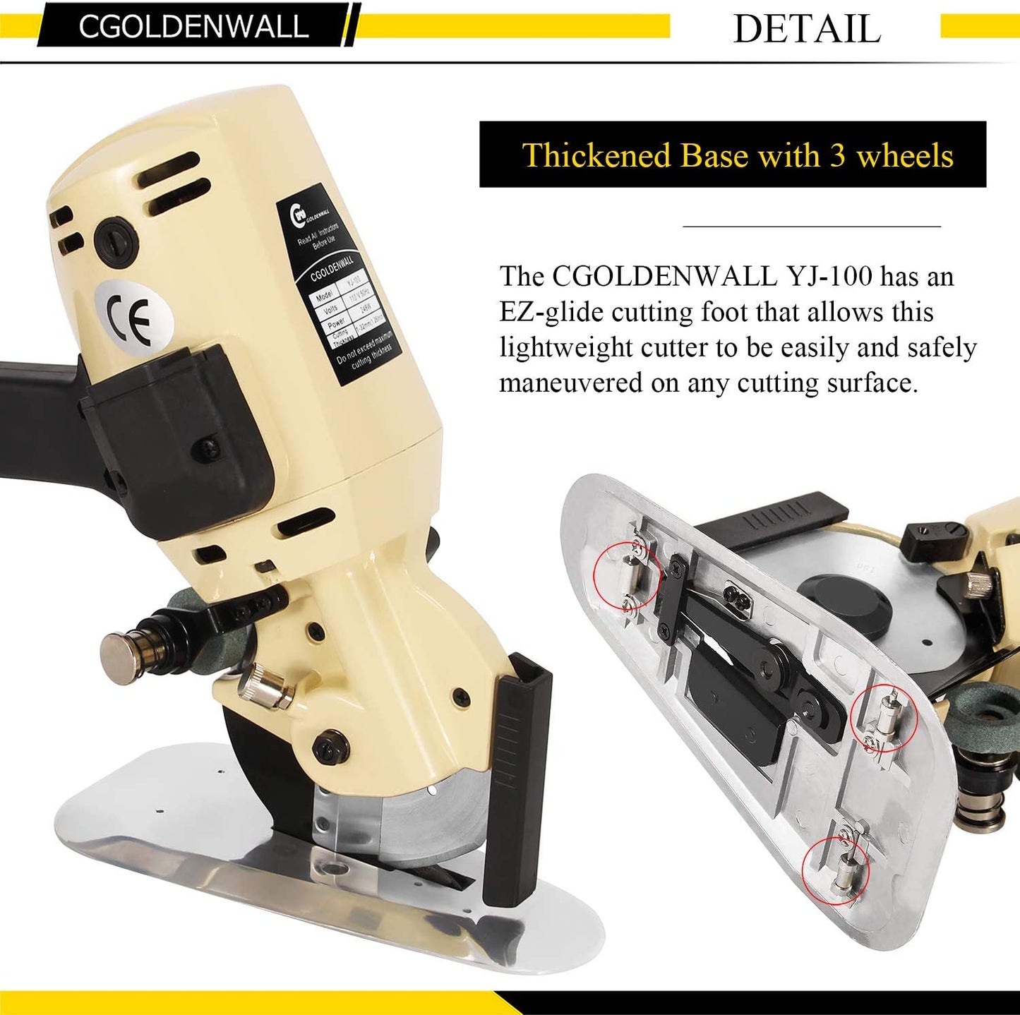 Industrial Electric Rotary Cutter (Multi-Layer Fabric/Leather/Wool/Rubber/Carpet) 110V