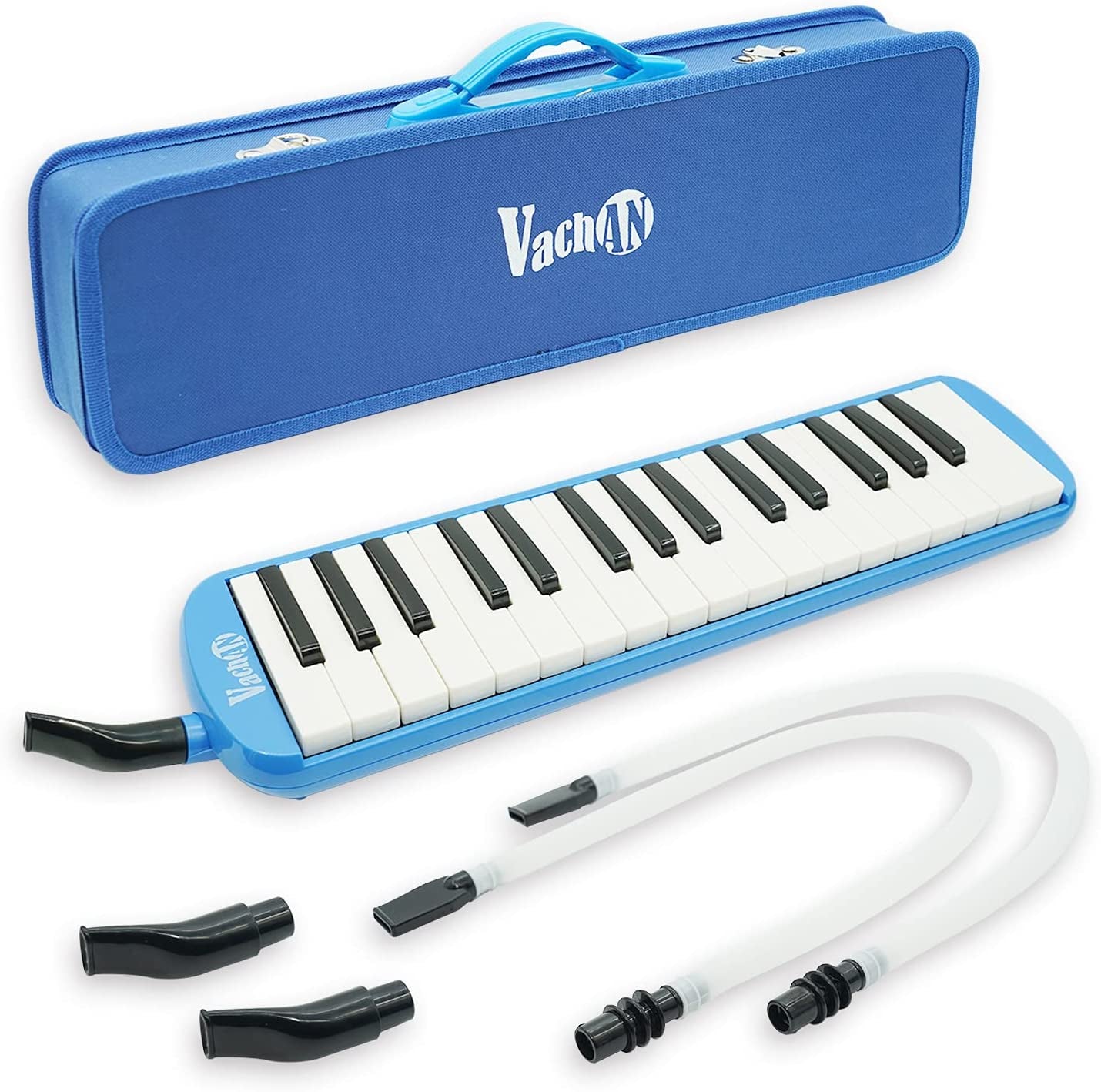 37 Keys Melodica Air Piano Instrument with 2 Soft Long Tubes, Short Mouthpieces, and Carrying Bag for Kids Beginners