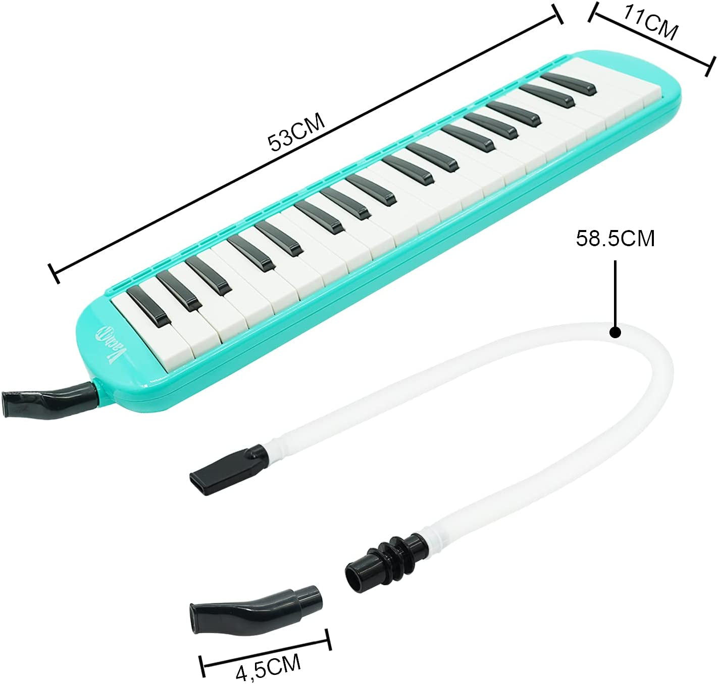 37 Keys Melodica Air Piano Instrument with 2 Soft Long Tubes, Short Mouthpieces, and Carrying Bag for Kids Beginners