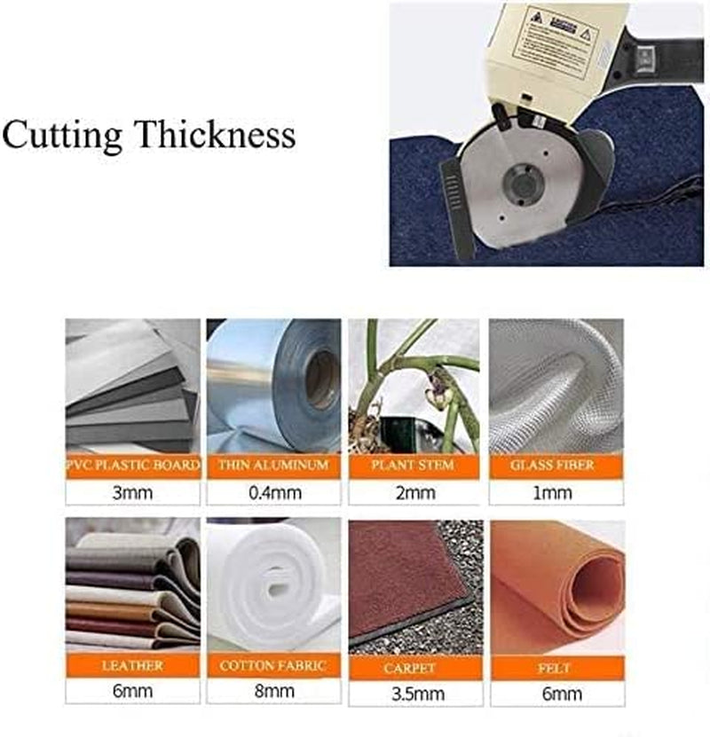 Industrial Electric Rotary Cutter (Multi-Layer Fabric/Leather/Wool/Rubber/Carpet) 110V