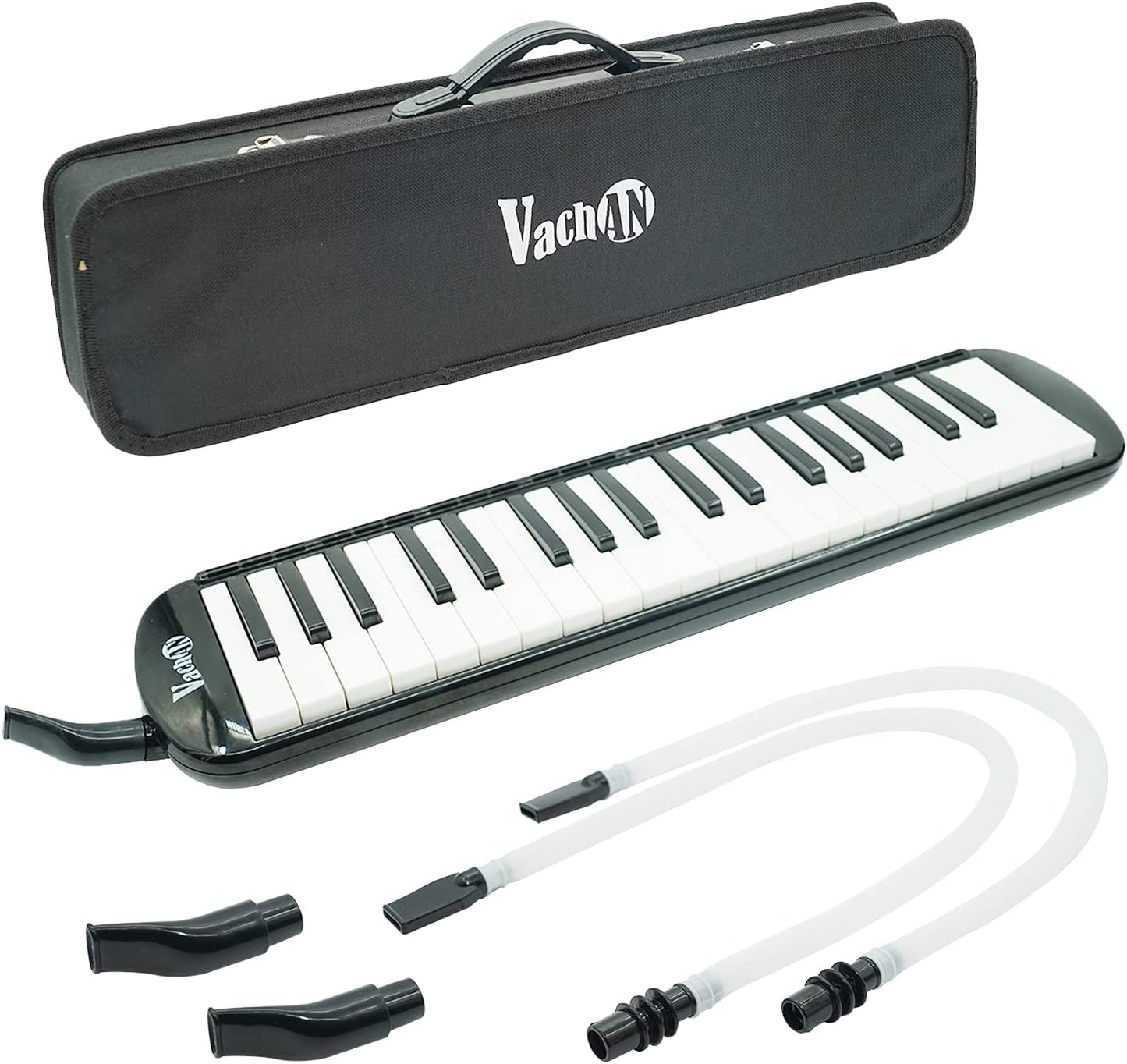 37 Keys Melodica Air Piano Instrument with 2 Soft Long Tubes, Short Mouthpieces, and Carrying Bag for Kids Beginners