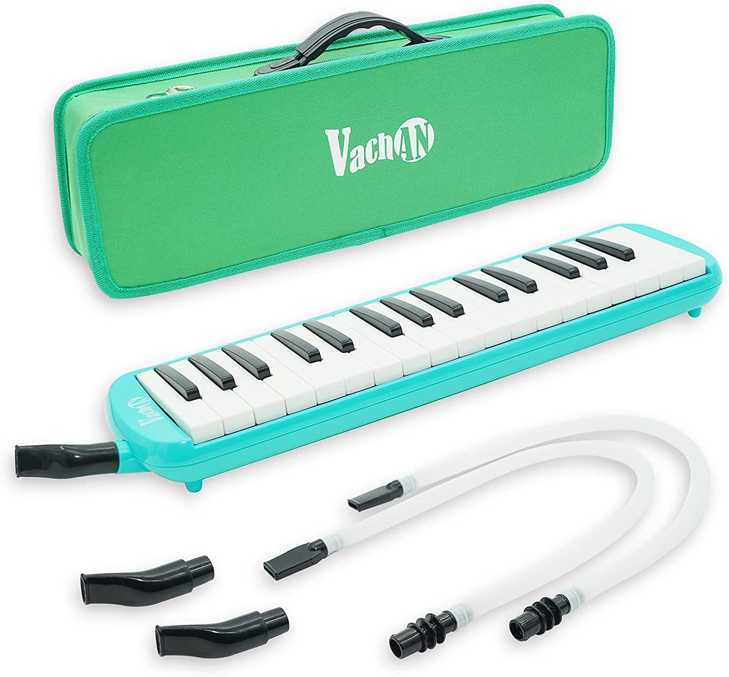 37 Keys Melodica Air Piano Instrument with 2 Soft Long Tubes, Short Mouthpieces, and Carrying Bag for Kids Beginners 