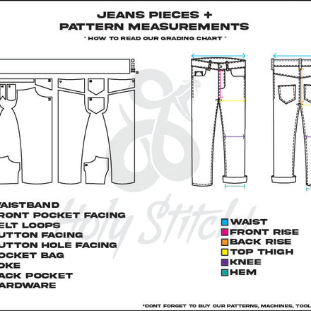 MENS JEANS GRADING/PATTERNMAKING CHART
