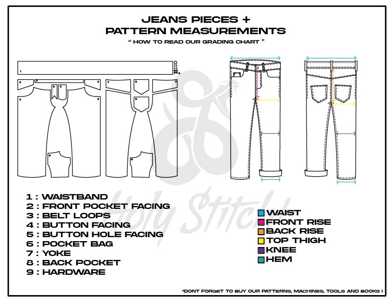 MENS STRAIGHT FIT JEAN SEWING PATTERN 24/25