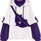 Brown Bear Hoodie for Womens Long Sleeve Sweatshirts Patchwork Shirts with Cute Personality Bag