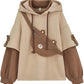 Brown Bear Hoodie for Womens Long Sleeve Sweatshirts Patchwork Shirts with Cute Personality Bag