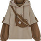 Brown Bear Hoodie for Womens Long Sleeve Sweatshirts Patchwork Shirts with Cute Personality Bag