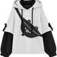 Brown Bear Hoodie for Womens Long Sleeve Sweatshirts Patchwork Shirts with Cute Personality Bag