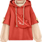Brown Bear Hoodie for Womens Long Sleeve Sweatshirts Patchwork Shirts with Cute Personality Bag