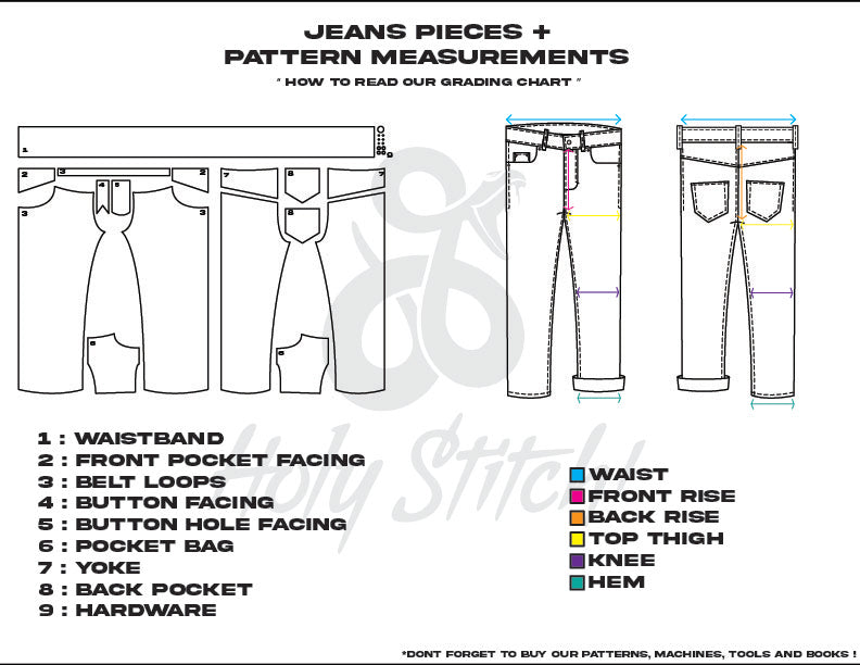 MENS JEANS GRADING/PATTERNMAKING CHART